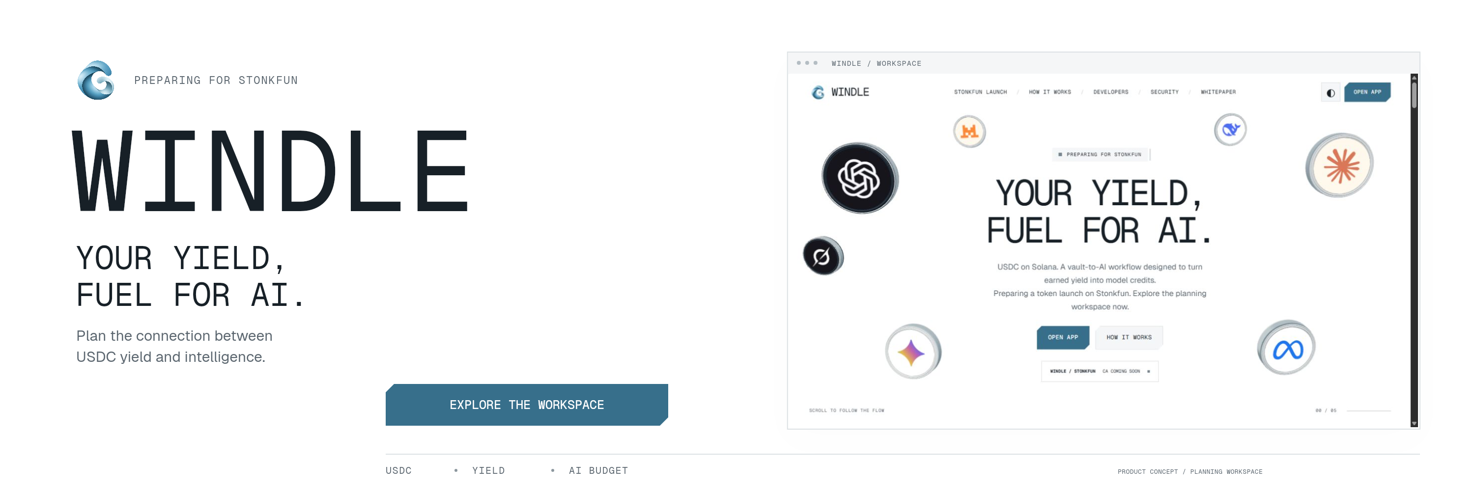 WINDLE banner on white with the current platform and blue buttons